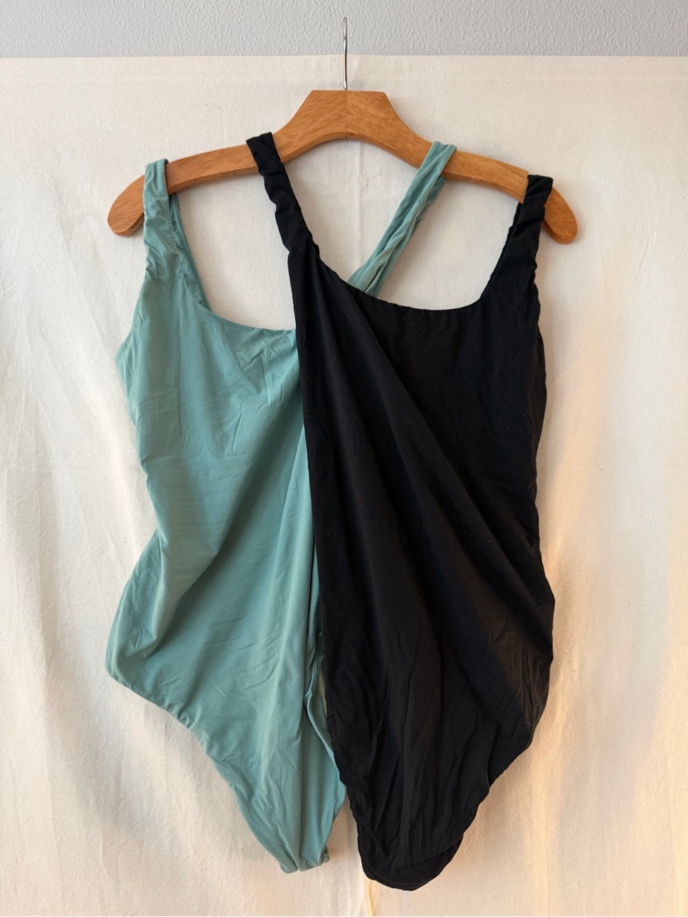 Auden Double-Pack Bodysuits in Black & Sage-Lot of 2 Buttery Soft